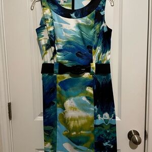 dressbarn Vibrant Blue and Green Midi Dress